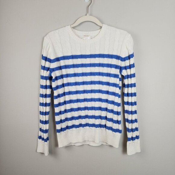 Crewcuts Other - New Crewcuts Factory girls 12-14 knit sweater Blue White stripes coastal